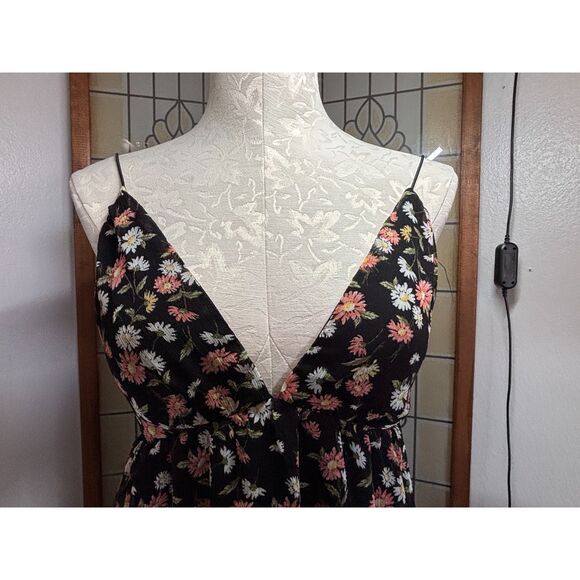 RSQ Black Floral Spaghetti Strap Tie Back Mini Y2K Coquette Boho Dress Size M - Picture 6 of 13